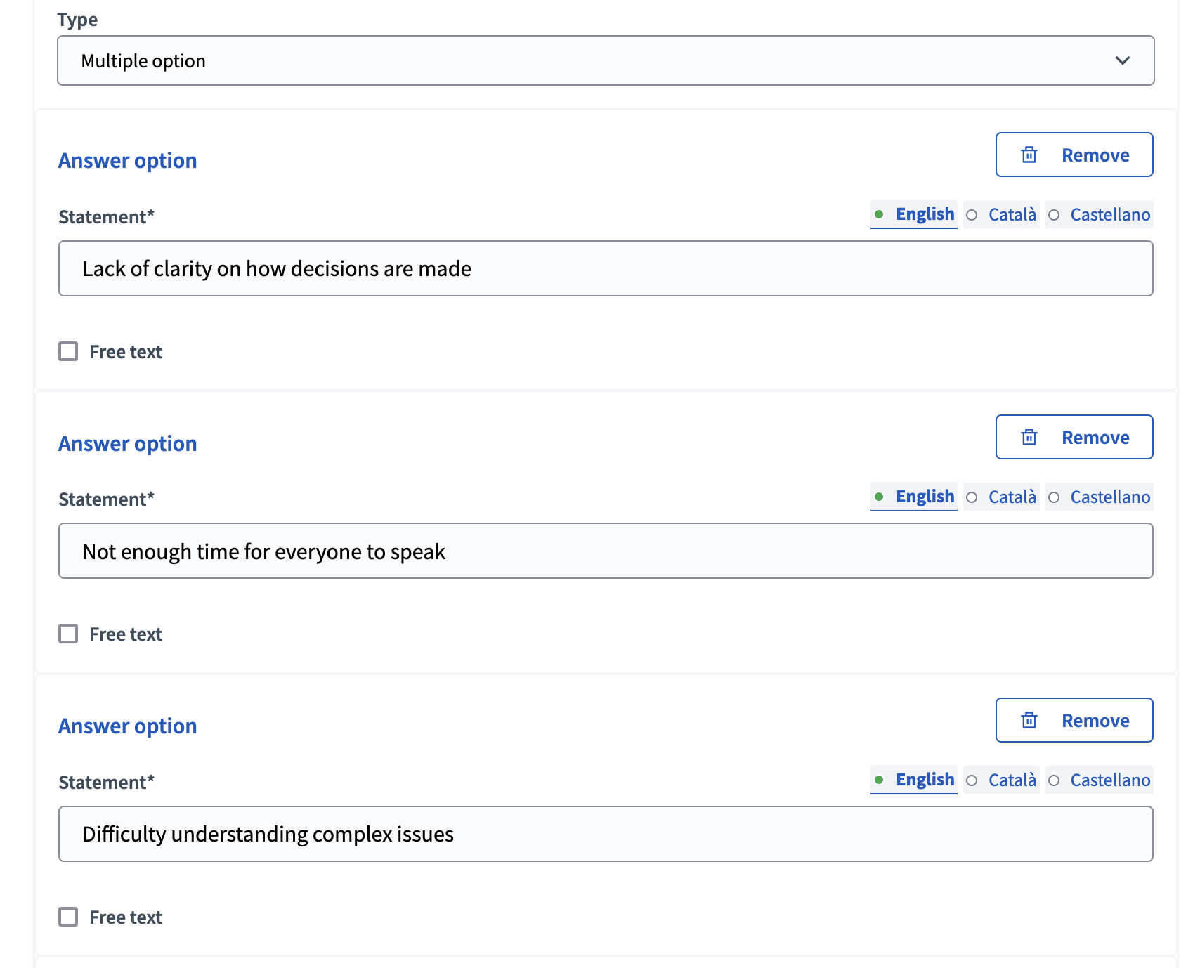 Multiple option type - backend