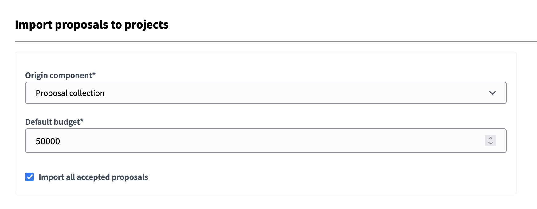 Importar propuestas a proyectos