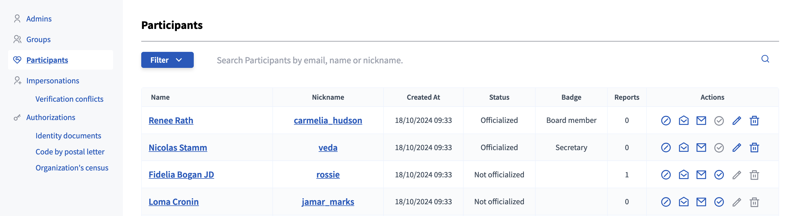 Liste des participant·e·x·s