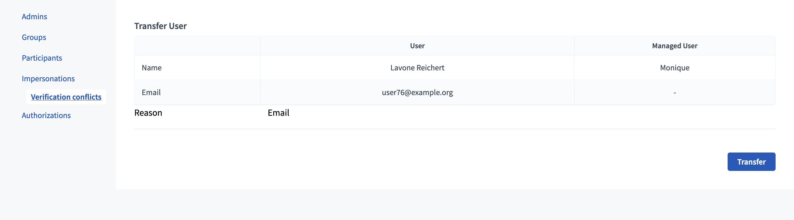 Formulaire de transfert d’utilisateur·ice