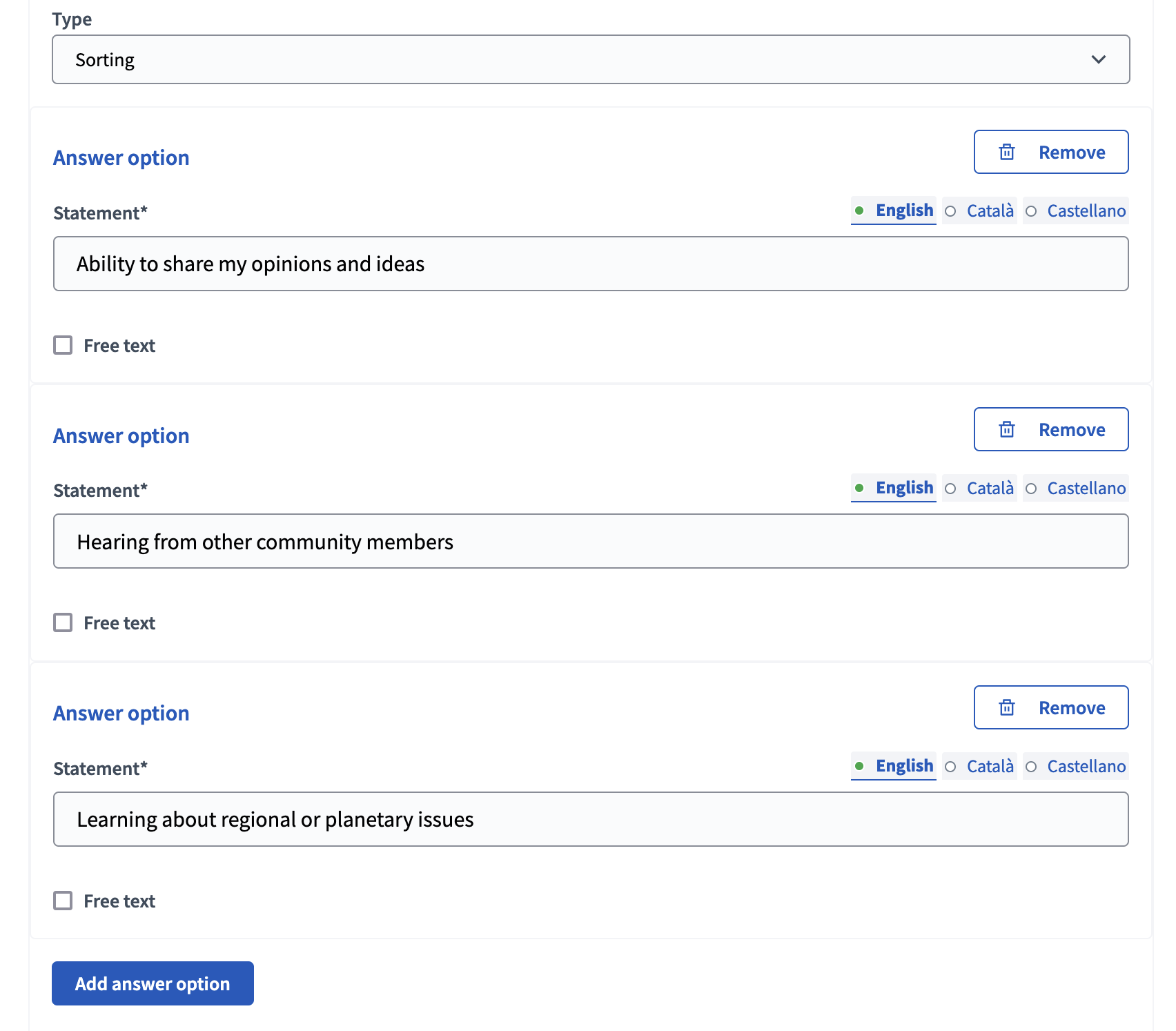 Tipo de ordenação - backend