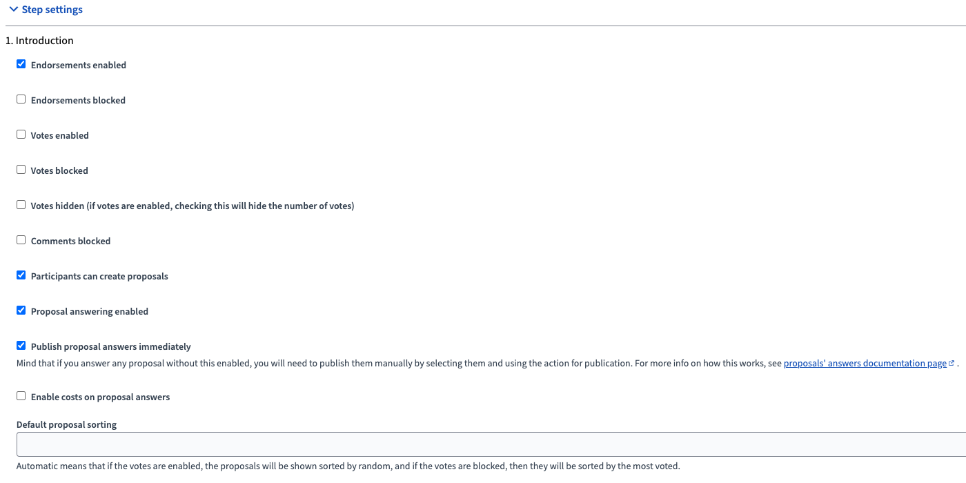 Endorsement phase (step) settings